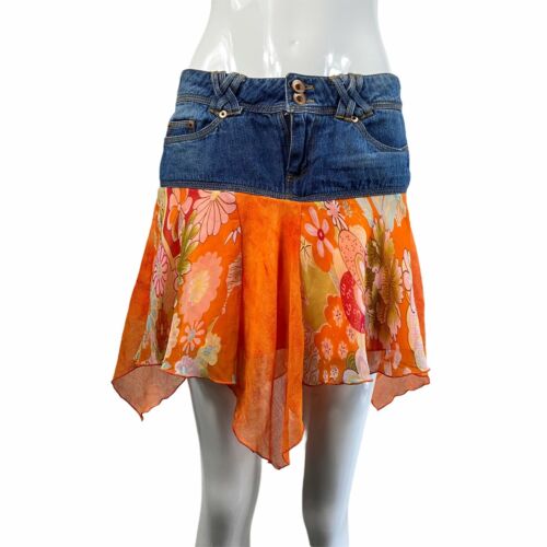 Vintage 90s y2k Orange floral fairycore grunge skirt - Fresh Stock Dated February 2026