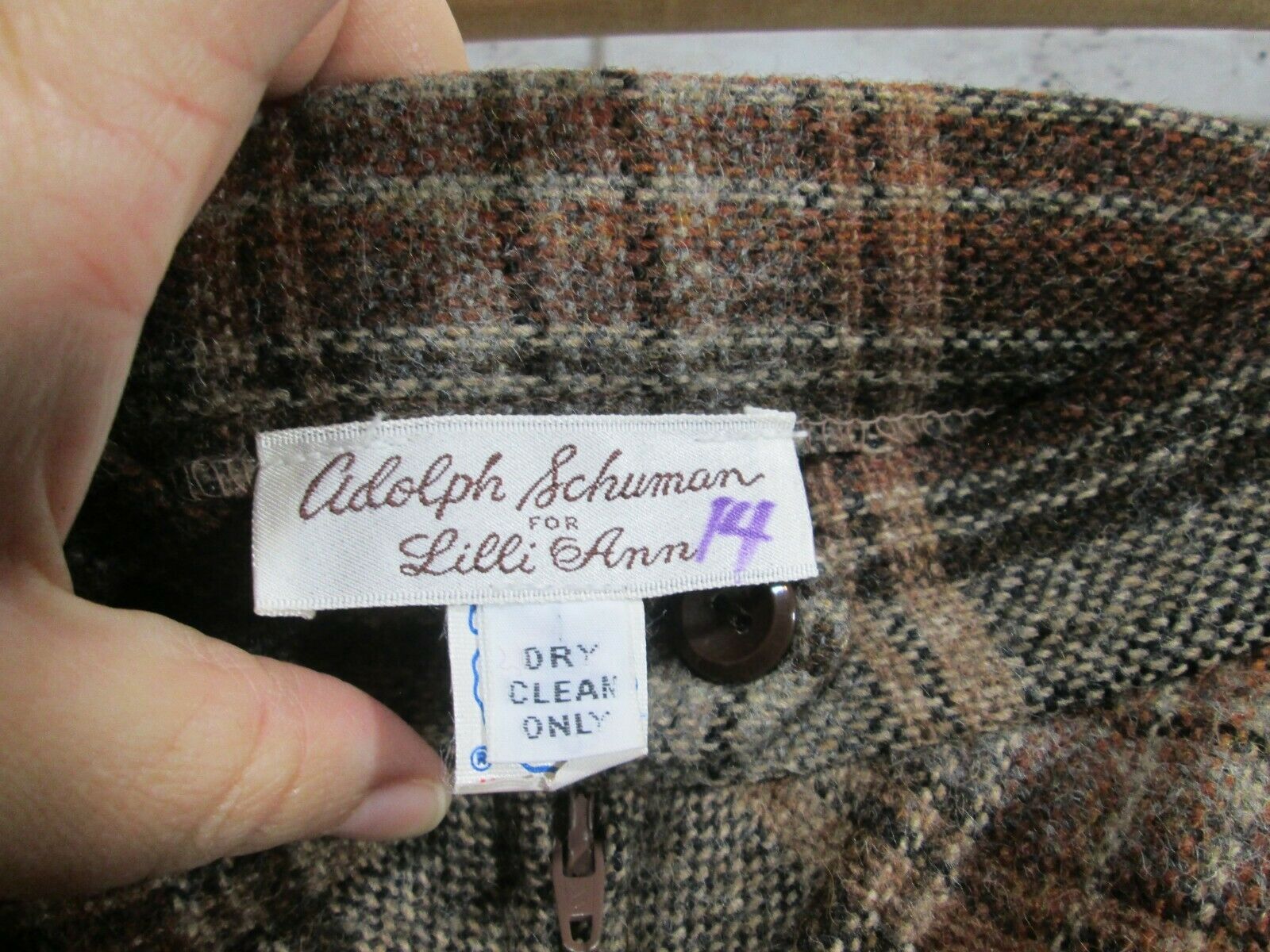 Adolph Schuman for Lilli Ann Vintage Wool Plaid Skirt Women A-Line 30
