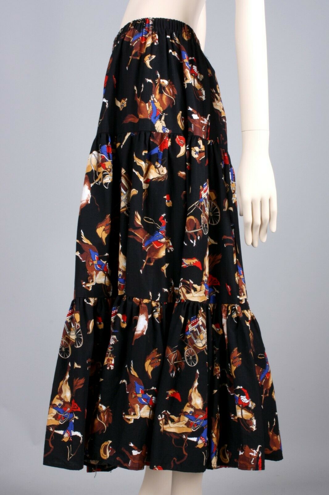 M L Vintage 80s Western Rodeo Cowboy Cotton Prairie Skirt Long Maxi Broomstick - Fresh Stock Dated February 2026