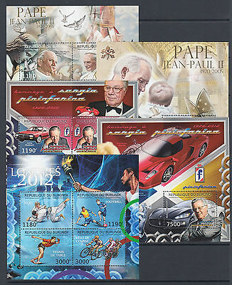 Burundi Sc 1153-1190 MNH. 2012 Topicals, long set of 38 souvenir sheets, VF. - Fresh Stock Dated December 2025