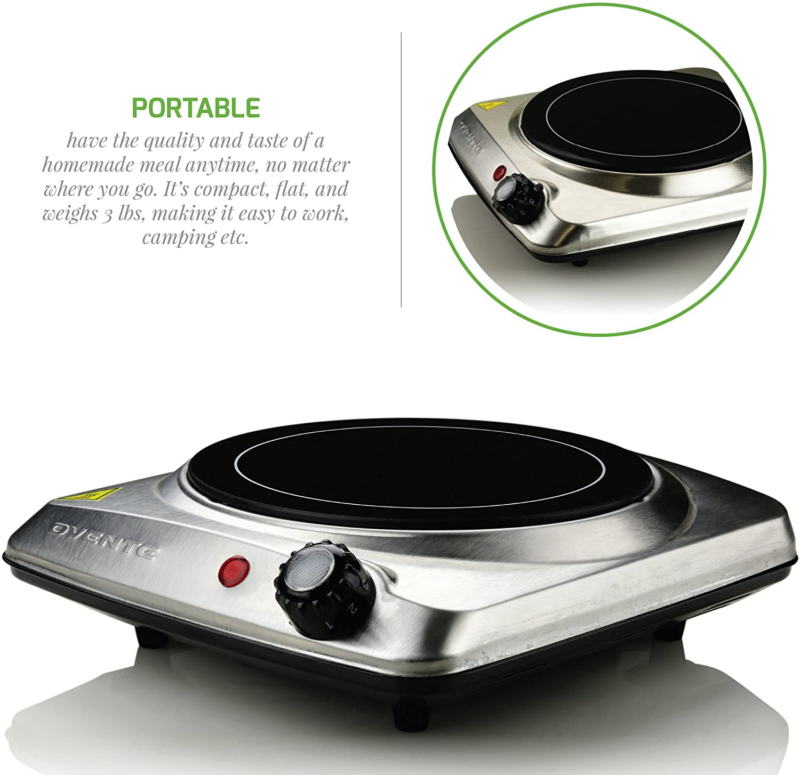 Portable Electric Cook Top Single Burner Infrared Plate Cooking Cookware Stove - Fresh Stock Dated December 2025