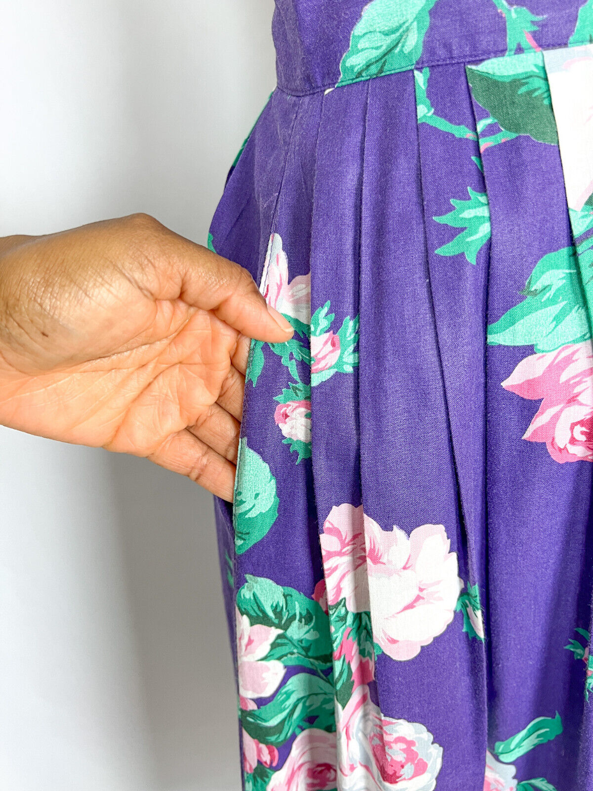 Vintage Midi Skirt | Romantic Cottage Floral Purple Full Skirt EXTRA SMALL - Fresh Stock Dated March 2026