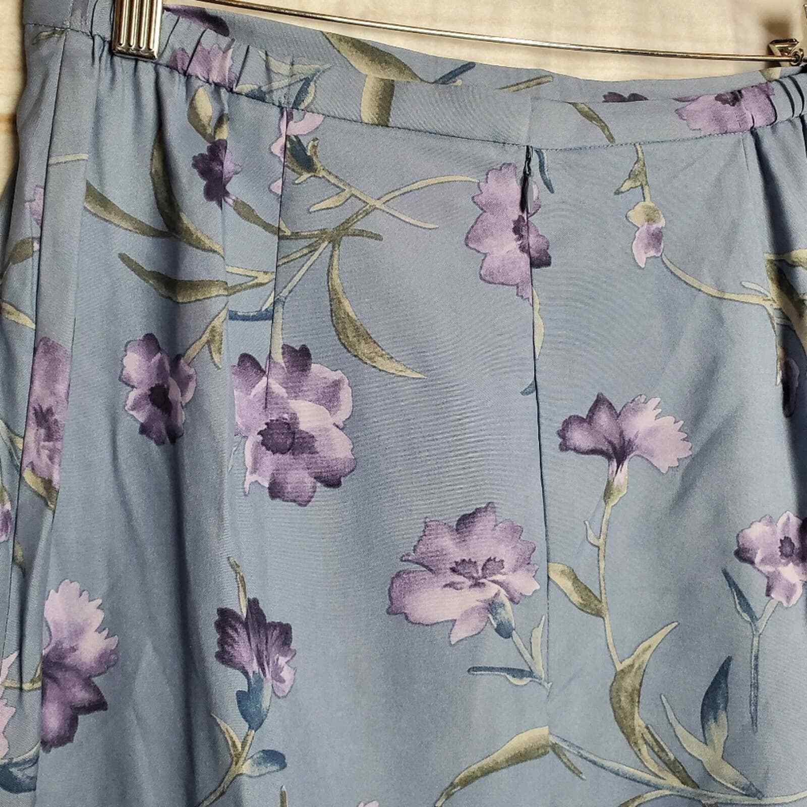 Pendleton Vintage Y2K 100% Silk A-Line Blue Purple Floral Midi Skirt Size 12 - Fresh Stock Dated February 2026