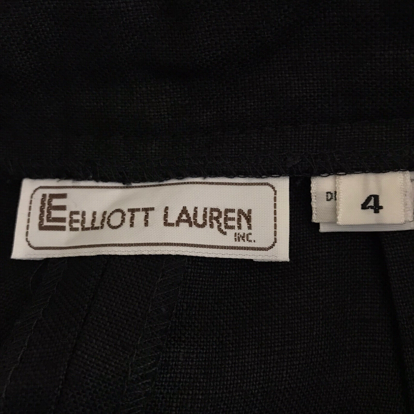 Vintage Elliott Lauren Black VTG Linen Skort Shorts Skirt Size 4 Made in USA - Fresh Stock Dated March 2026