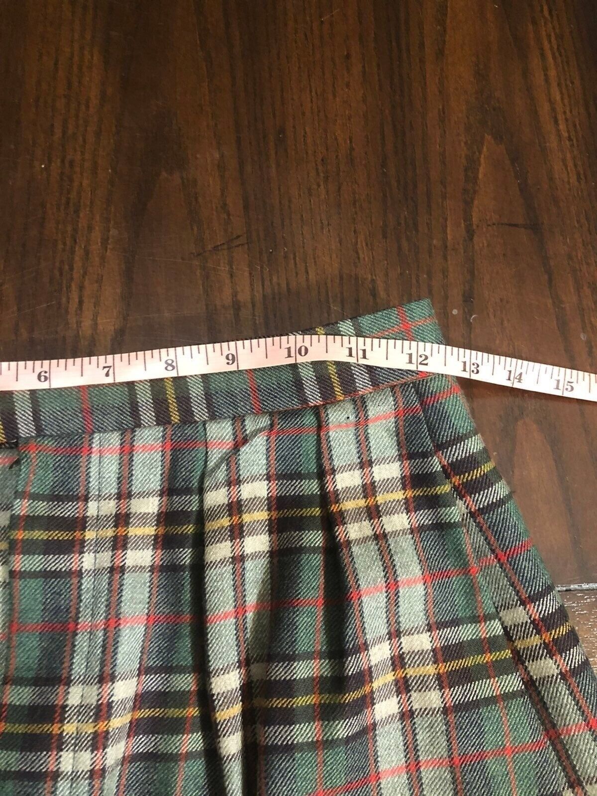 Vintage Joseph A Banks Plaid 100% Wool Secretary's Midi Skirt Pocket sz 8 XS S - Fresh Stock Dated March 2026