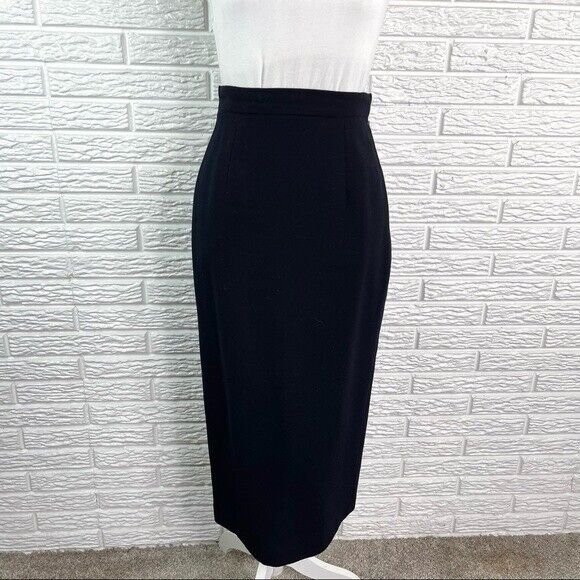 Vintage Linda Allard Ellen Tracy Petite Black Wool High Waisted Maxi Skirt Sz 4 - Fresh Stock Dated March 2026