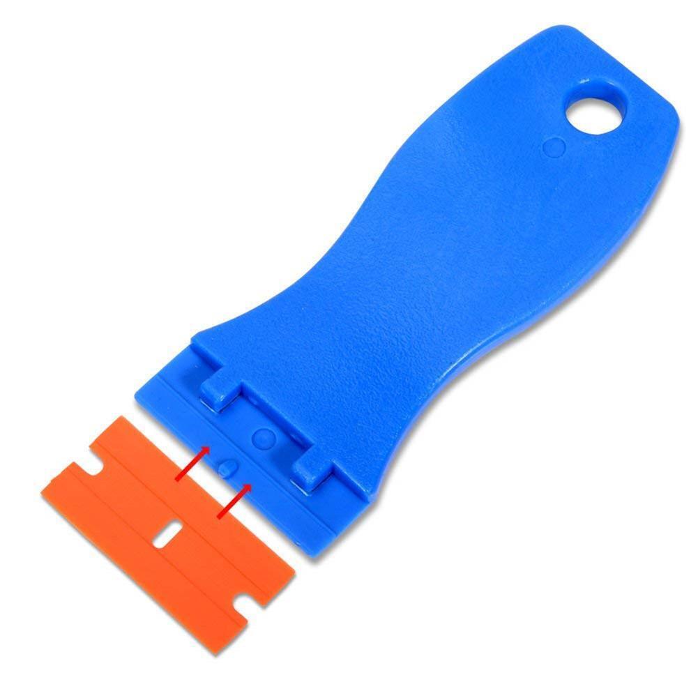 3PCS Razor Scraper W/15pcs Blades Removing Car Labels Stickers Glue Tool Blue - Fresh Stock Dated February 2026