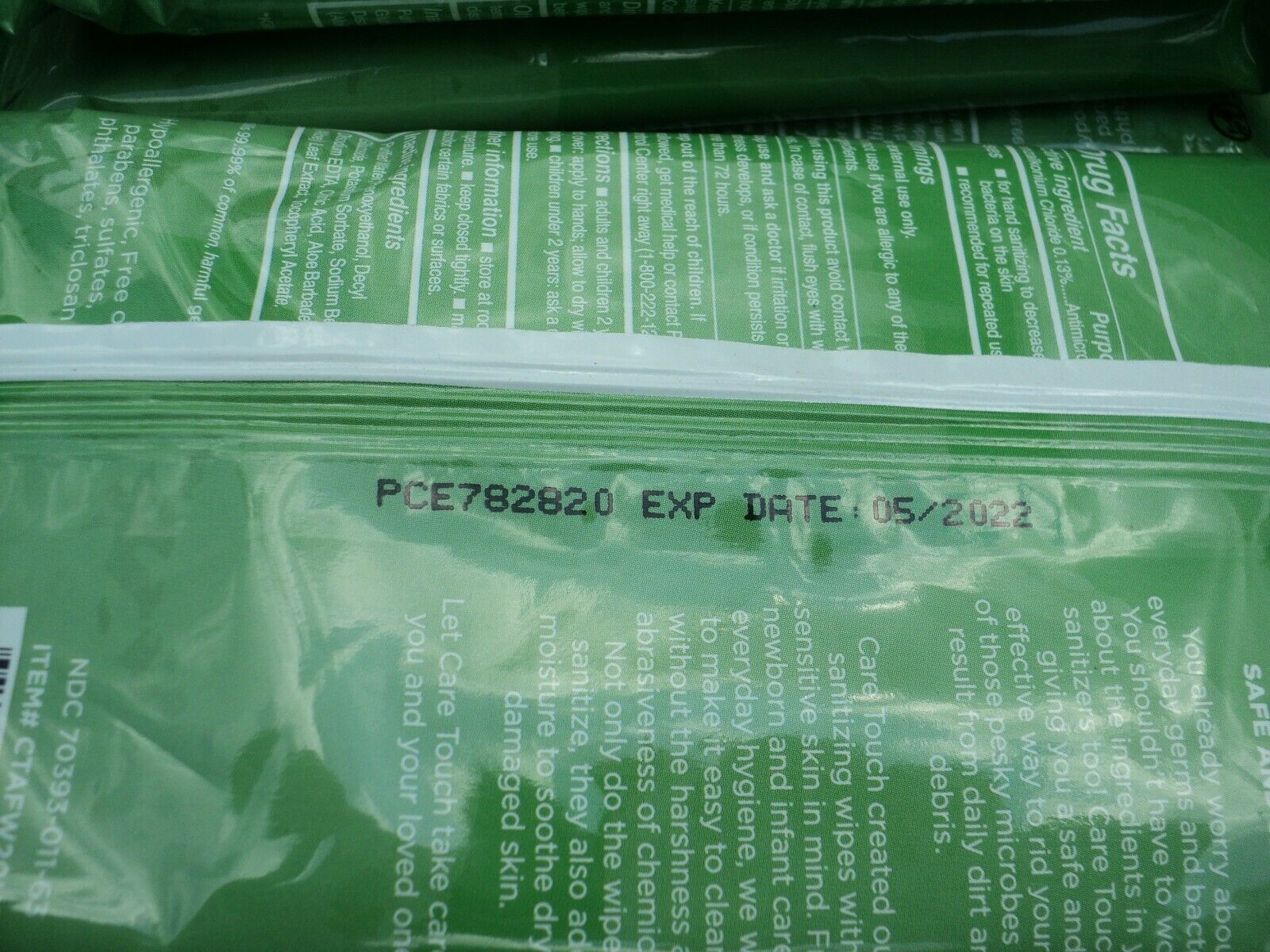 New Care Touch Alcohol-Free Hand Sanitizing Wipes - 12 Pouches, 240 Wipes - Fresh Stock Dated February 2026