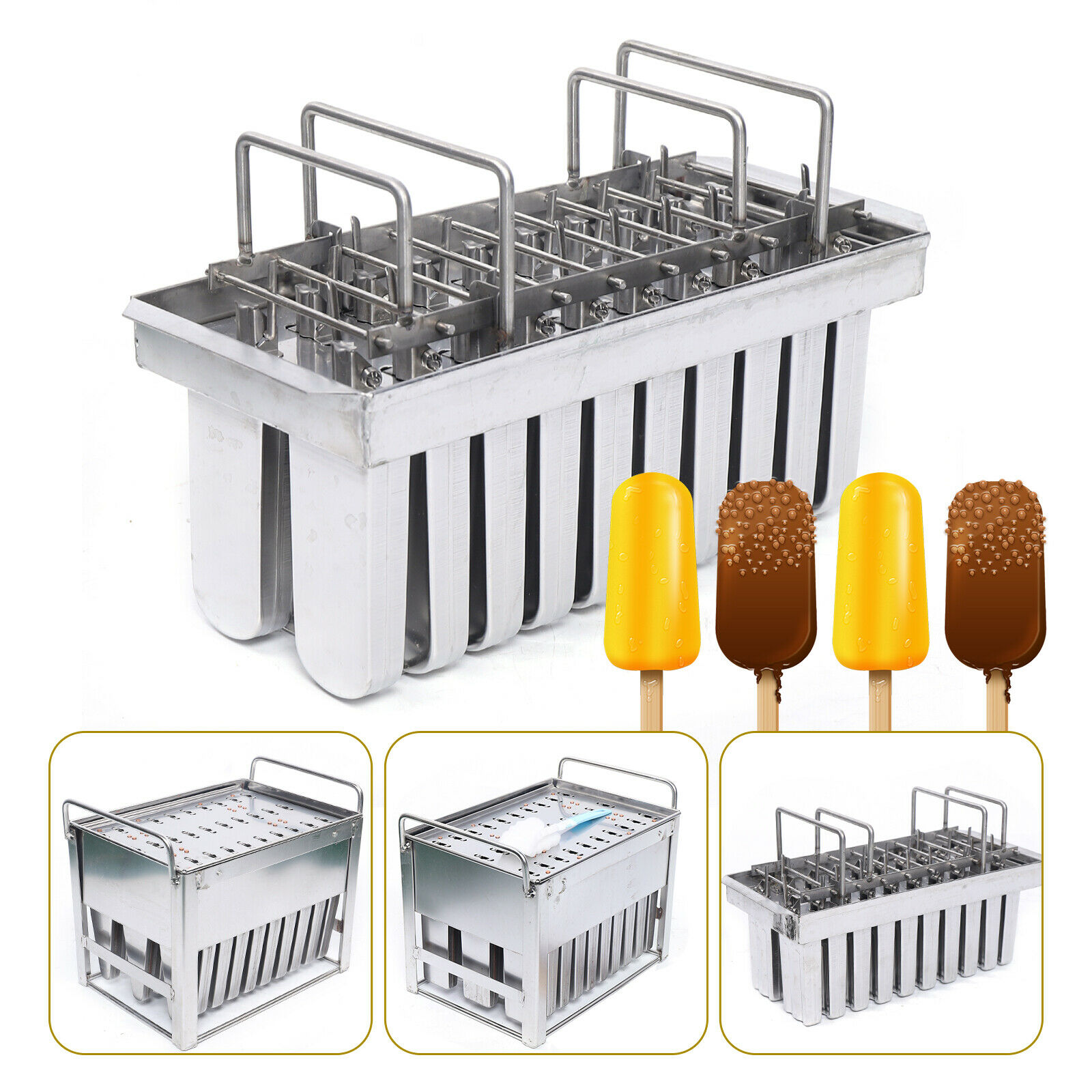 Double Slot Ice Cream Stick Mold Stainless Steel Popsicle Popsicle POP Mold Hold - Fresh Stock Dated December 2025