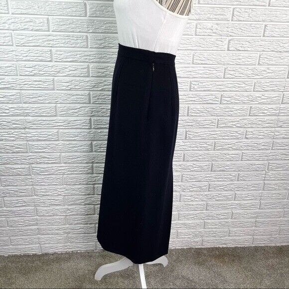 Vintage Linda Allard Ellen Tracy Petite Black Wool High Waisted Maxi Skirt Sz 4 - Fresh Stock Dated March 2026