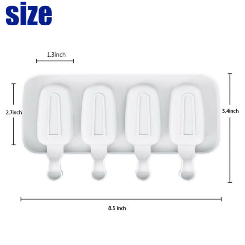 Ice Cream Molds Popsicle Molds Silicone 4 Cavities Homemade Maker Oval Mold USA - Fresh Stock Dated December 2025
