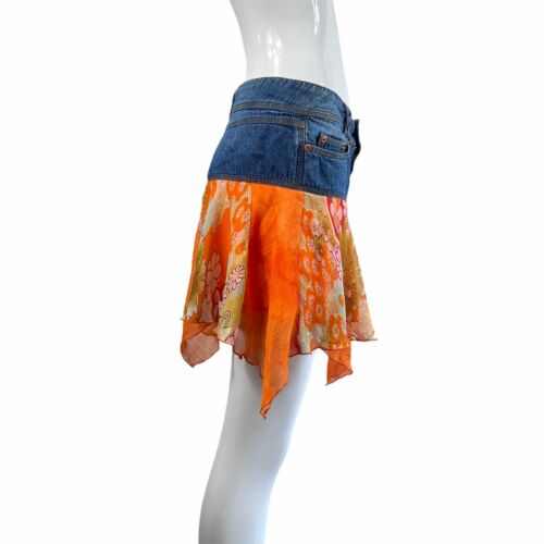 Vintage 90s y2k Orange floral fairycore grunge skirt - Fresh Stock Dated February 2026