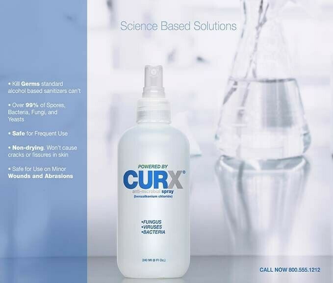 CurX Anti-Microbial sanitize spray FDA approved kills 99% germs no alcohol base - Fresh Stock Dated February 2026