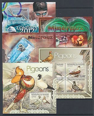 Burundi Sc 1153-1190 MNH. 2012 Topicals, long set of 38 souvenir sheets, VF. - Fresh Stock Dated December 2025