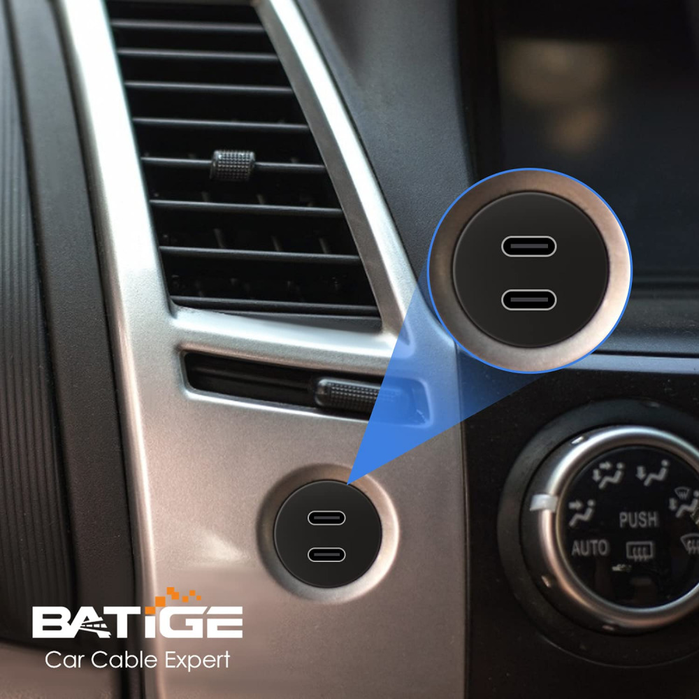 BATIGE Dual Port USB 3.0 Male to Type C Female 2 Ports Car Mount Black - Fresh Stock Dated February 2026