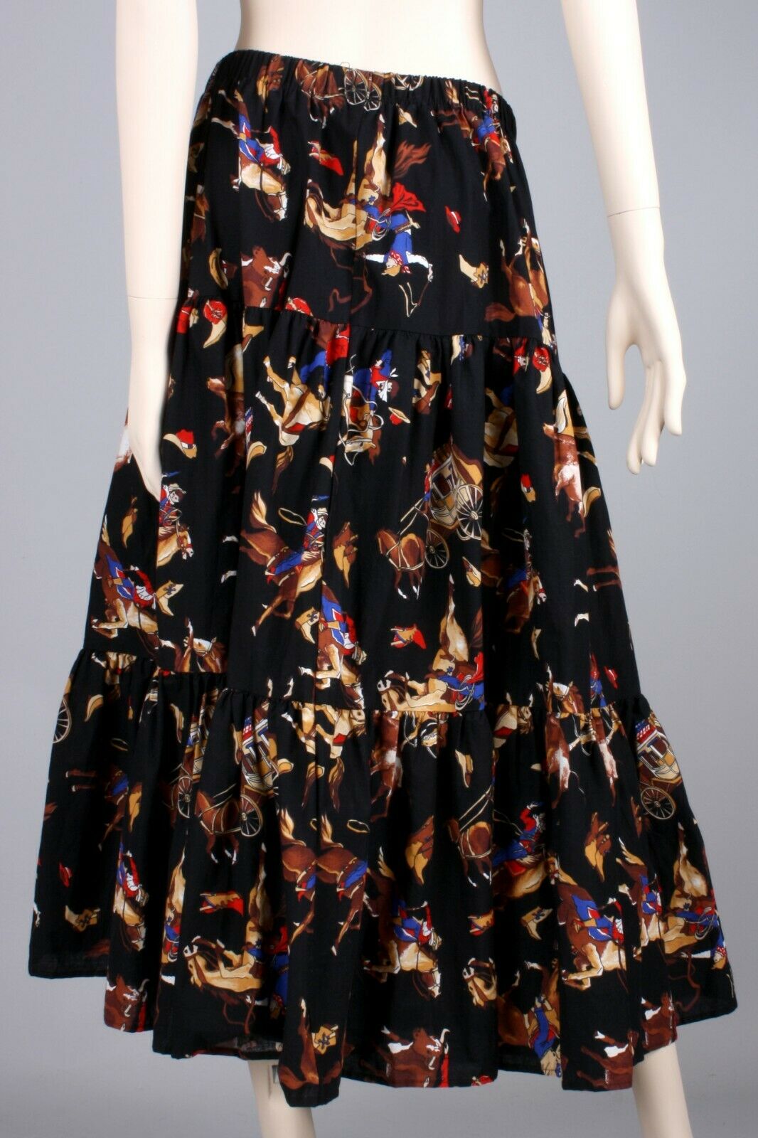 M L Vintage 80s Western Rodeo Cowboy Cotton Prairie Skirt Long Maxi Broomstick - Fresh Stock Dated February 2026