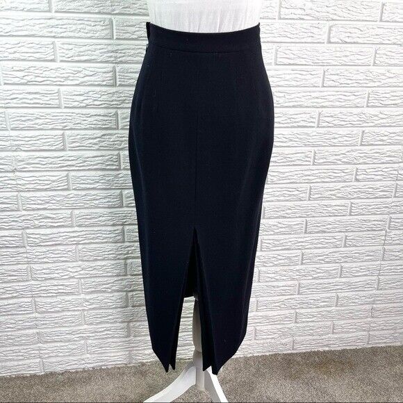 Vintage Linda Allard Ellen Tracy Petite Black Wool High Waisted Maxi Skirt Sz 4 - Fresh Stock Dated March 2026