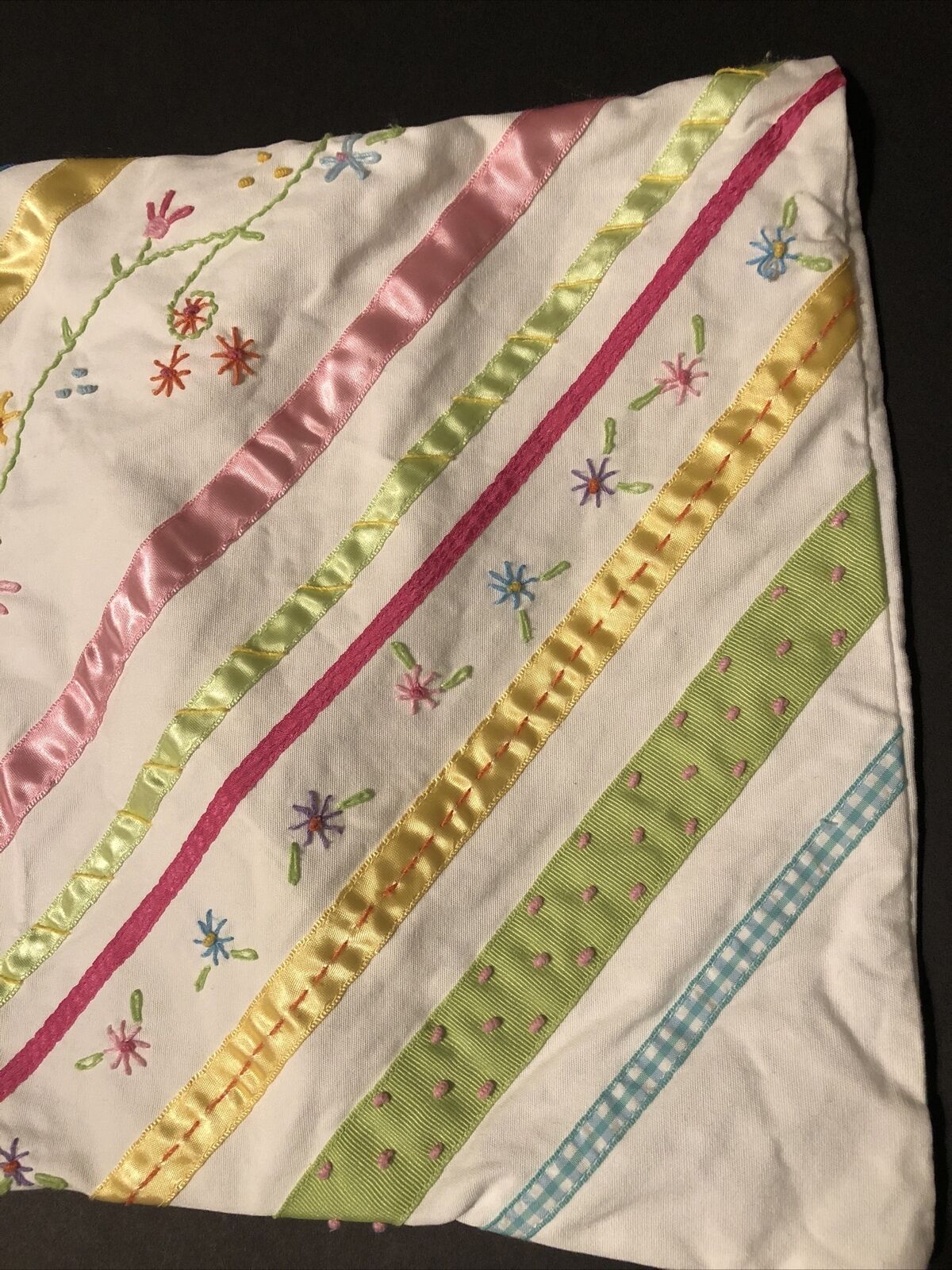 Pottery Barn Kids Decorative Pillow Sham Cover 12x16 Embroidered Ribbon - Fresh Stock Dated December 2025
