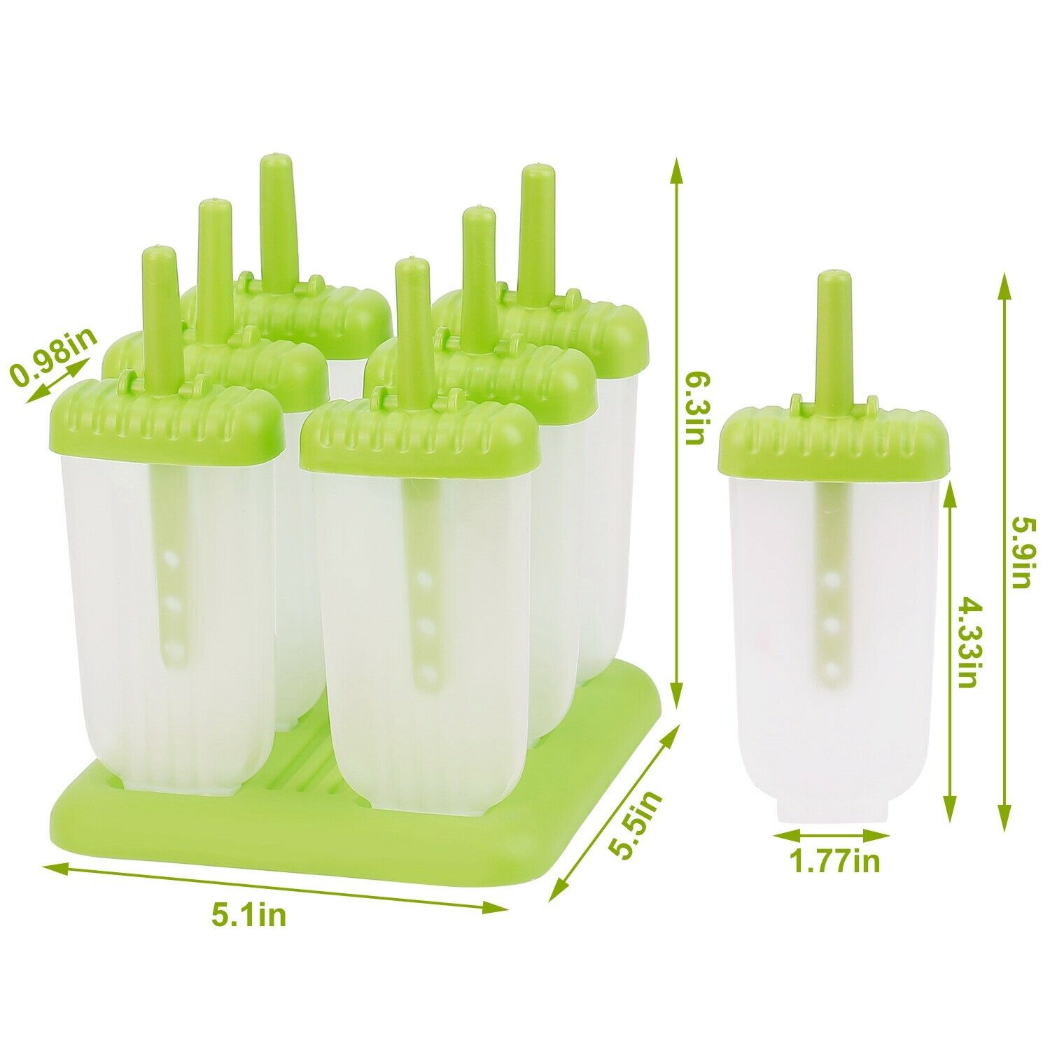 6Pcs Frozen Popsicle Molds DIY Ice Cream Pop Maker Freezer Tray Fruit with Stick - Fresh Stock Dated February 2026
