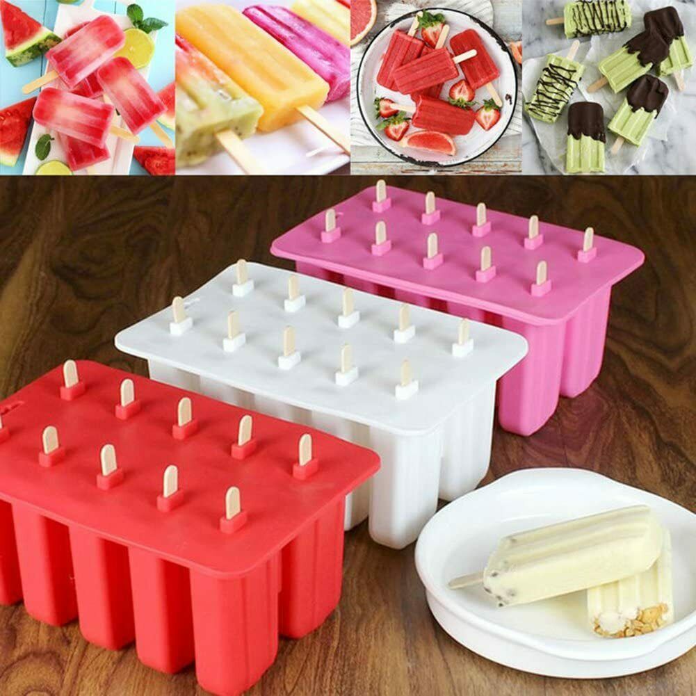 Ice Cream Popsicle Frozen Mold Silicone Lolly Pop Maker Mould Ice Tray Cover Lid - Fresh Stock Dated December 2025