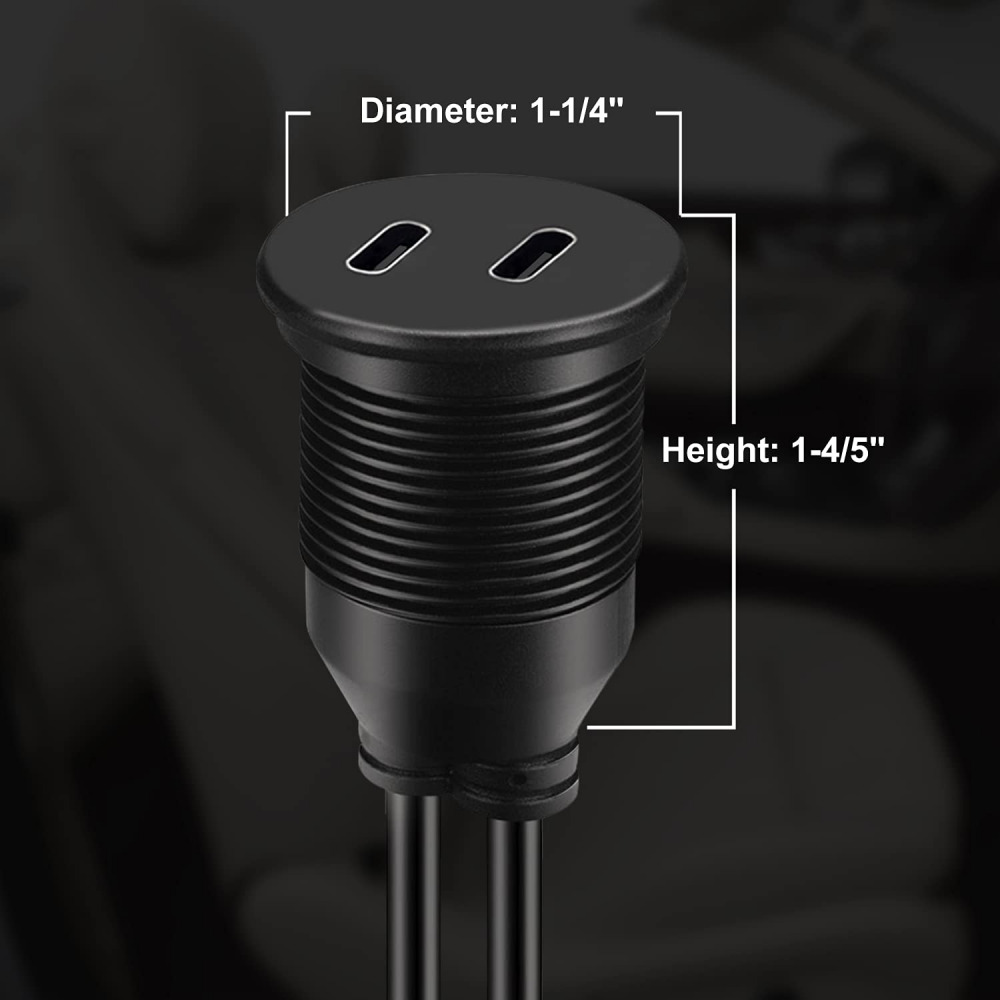 BATIGE Dual Port USB 3.0 Male to Type C Female 2 Ports Car Mount Black - Fresh Stock Dated February 2026