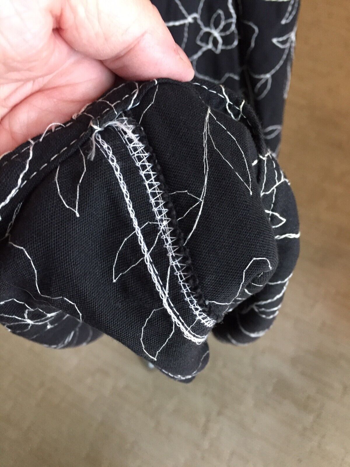 BIS GENE EWING SKIRT , BLACK W WHITE EMBROIDERY FLOWERS, COTTON - Fresh Stock Dated March 2026