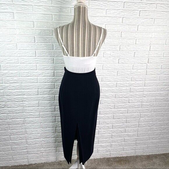 Vintage Linda Allard Ellen Tracy Petite Black Wool High Waisted Maxi Skirt Sz 4 - Fresh Stock Dated March 2026