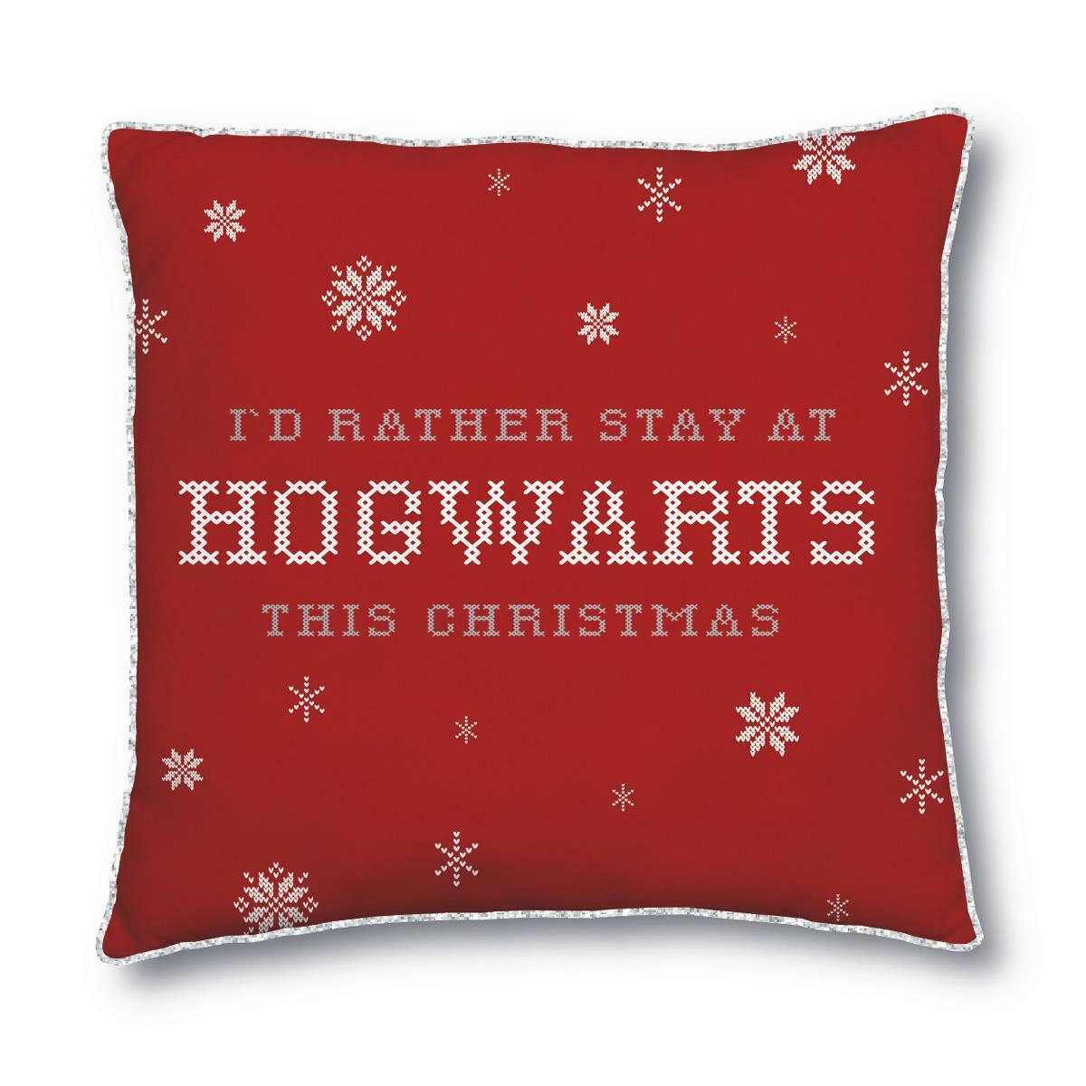 Harry Potter Cushion Pre-filled Kids Bedroom Playroom Red Christmas Snowflakes - Fresh Stock Dated February 2026