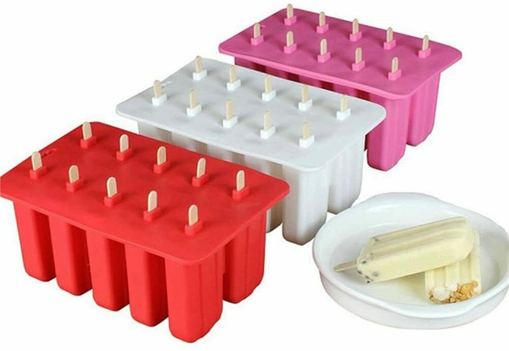 Ice Cream Popsicle Frozen Mold Silicone Lolly Pop Maker Mould Ice Tray Cover Lid - Fresh Stock Dated December 2025