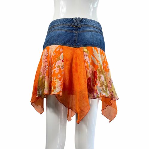 Vintage 90s y2k Orange floral fairycore grunge skirt - Fresh Stock Dated February 2026