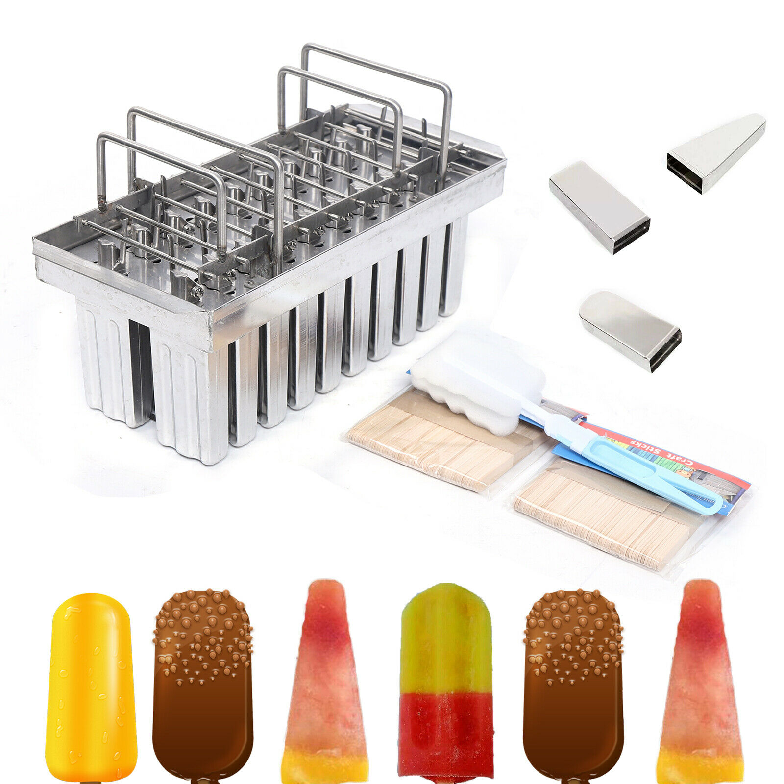 Double Slot Ice Cream Stick Mold Stainless Steel Popsicle Popsicle POP Mold Hold - Fresh Stock Dated December 2025