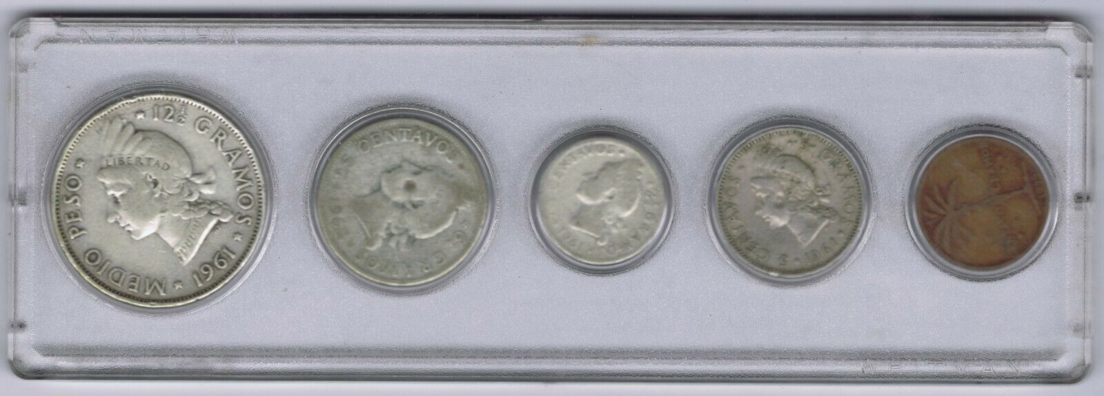 Dominican Republic Coin Set of Five (5) includes 3 Silver Values in Plastic Case - Fresh Stock Dated February 2026
