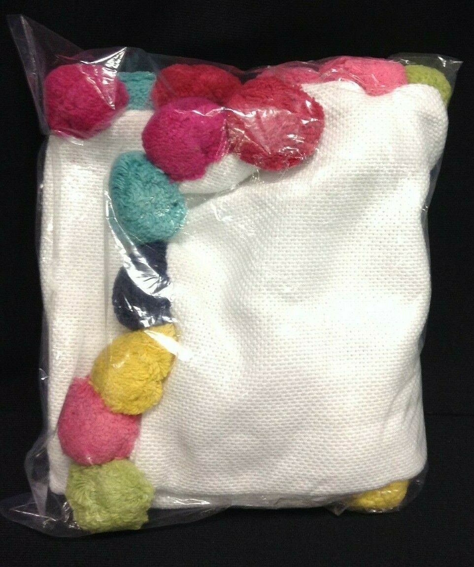 Pottery Barn Teen PB TEEN Pom Pom Organic Cotton Pillow Cover 12x24 Multi Poms - Fresh Stock Dated January 2026