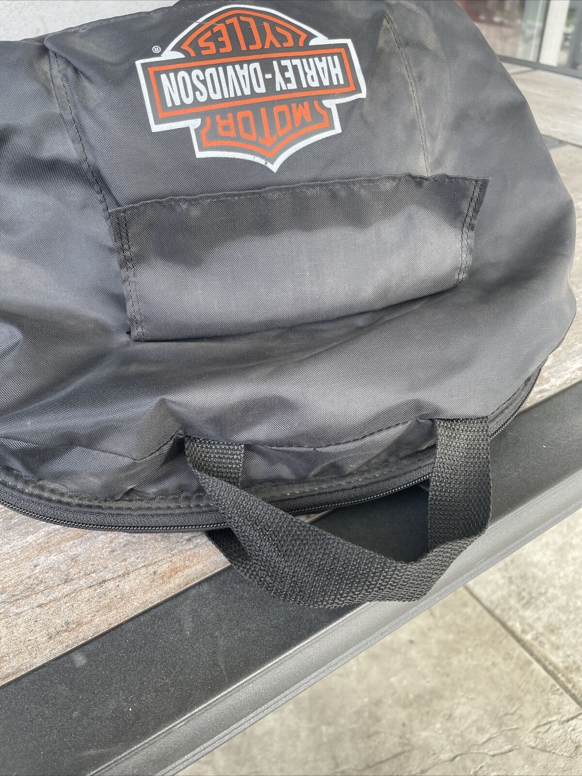 Harley-Davidson Black Helmet Bag with Soft White Inner Lining - Fresh Stock Dated February 2026