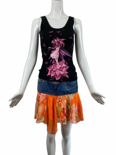 Vintage 90s y2k Orange floral fairycore grunge skirt - Fresh Stock Dated February 2026