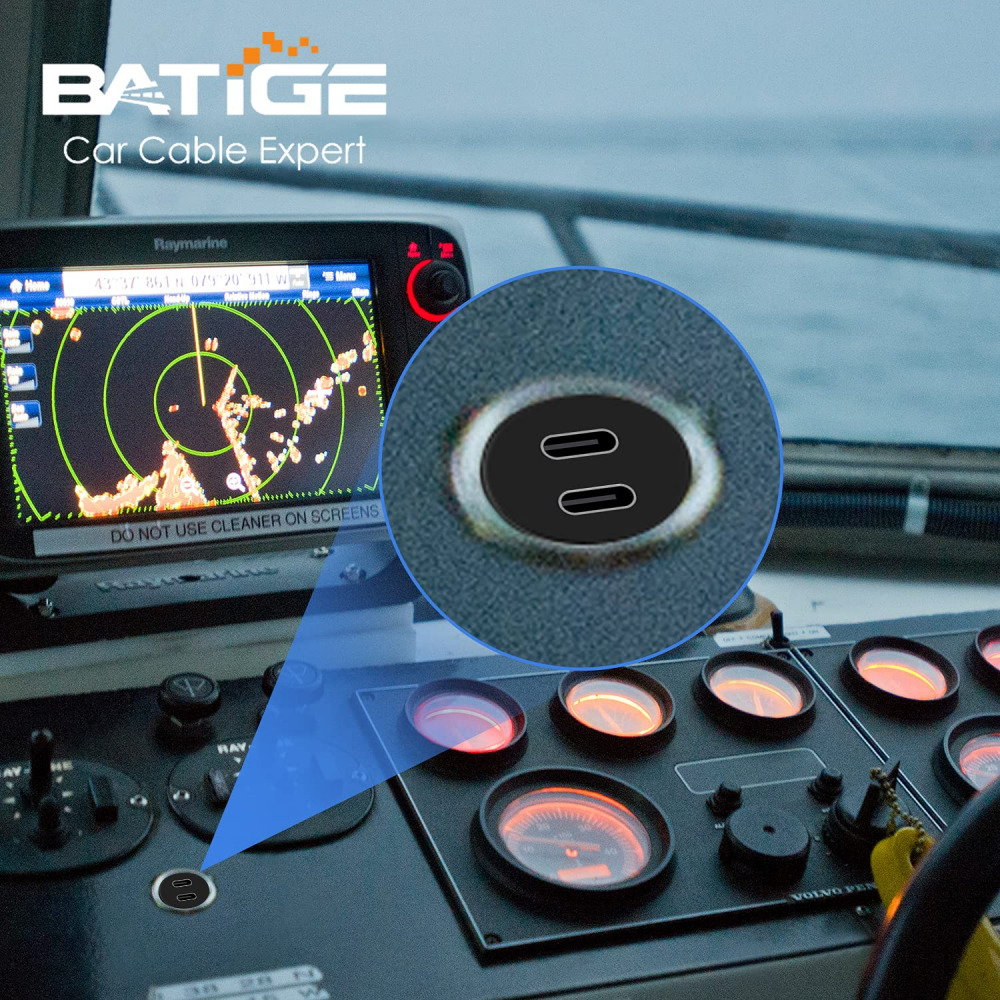 BATIGE Dual Port USB 3.0 Male to Type C Female 2 Ports Car Mount Black - Fresh Stock Dated February 2026