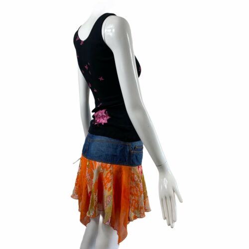 Vintage 90s y2k Orange floral fairycore grunge skirt - Fresh Stock Dated February 2026