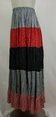 Vintage New Frontier Floral Prairie Maxi Skirt One Size Red Black Gunne Sax Like - Fresh Stock Dated February 2026
