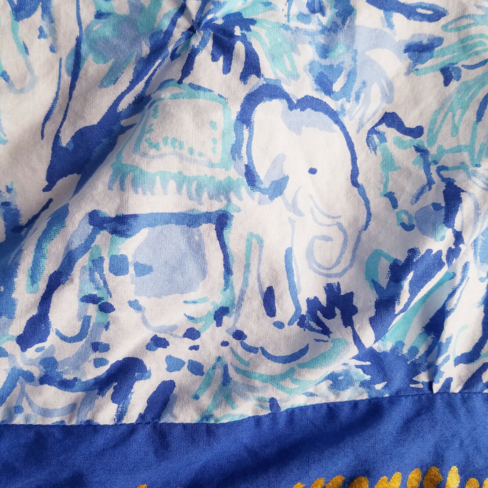 Pottery Barn Teen Lilly Pulitzer Elephant Appeal Euro Sham Ikat Blue Gold - Fresh Stock Dated February 2026
