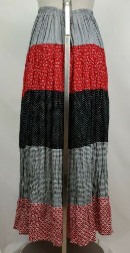 Vintage New Frontier Floral Prairie Maxi Skirt One Size Red Black Gunne Sax Like - Fresh Stock Dated February 2026