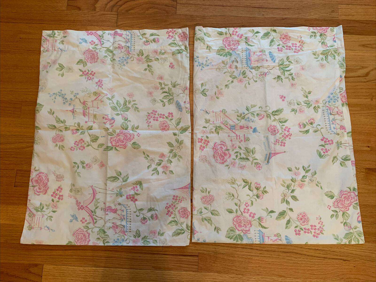 Pottery Barn Kids cherry blossom asian toile two standard pillow cases - Fresh Stock Dated December 2025