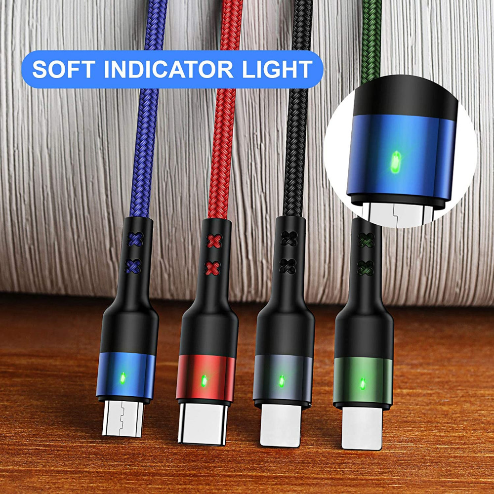 Multi Charging Cable USAMS 2Pack 4FT 4 in 1 Nylon Braided Multiple USB 4in1 - Fresh Stock Dated February 2026