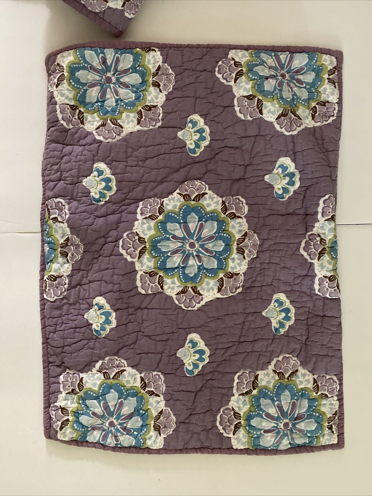 Set of 2 Pottery Barn Kids Quilted Sham Lavender Aqua Brooklyn Standard 20