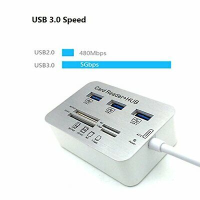 USB3.0 Card Reader and 3 Ports USB Hub, High Speed External Memory Card - Fresh Stock Dated February 2026