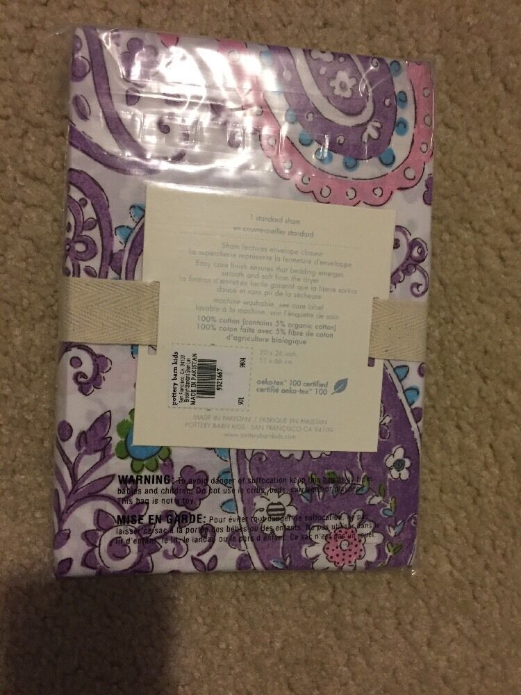 1 Pottery Barn Kids Brooklyn Standard Sham New With Tags Purple Lavender - Fresh Stock Dated February 2026