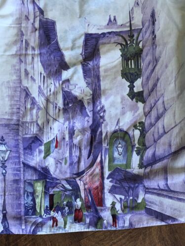 Vintage 1950s Novelty Print Skirt Purple City Street - Fresh Stock Dated December 2025