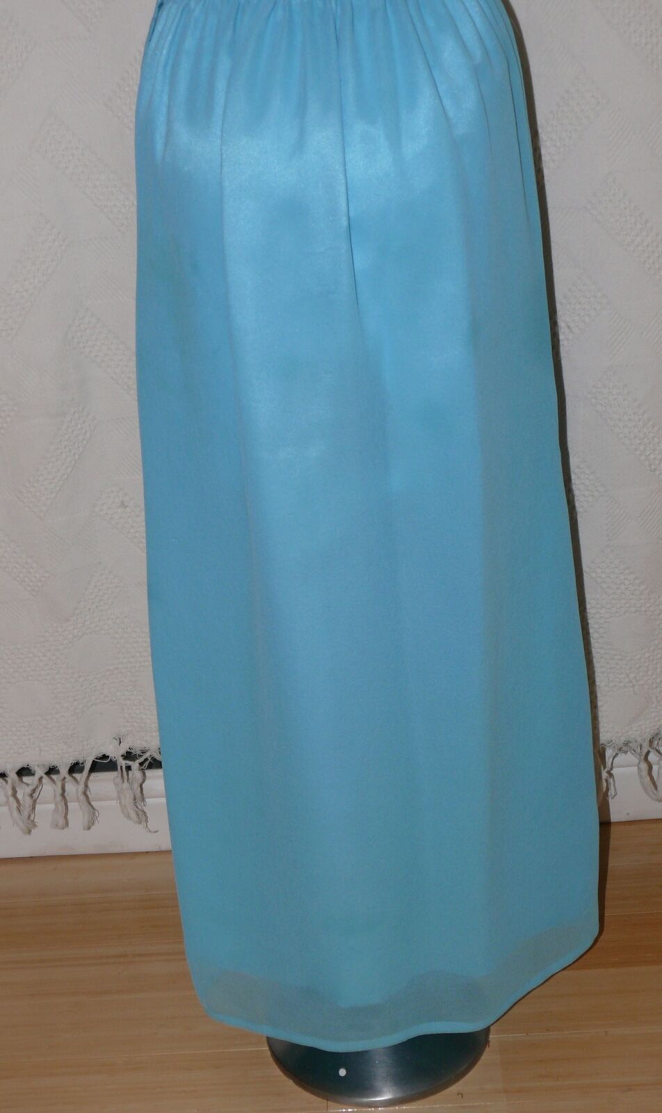 1960`s Light Blue Rayon Crepe Silver Beaded Evening Skirt Stunning S-M - Fresh Stock Dated February 2026