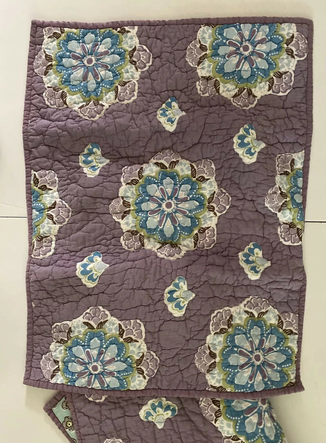 Set of 2 Pottery Barn Kids Quilted Sham Lavender Aqua Brooklyn Standard 20