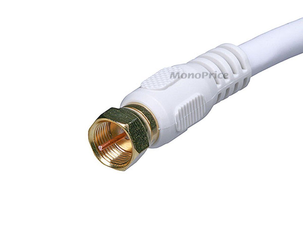 Monoprice 10ft RG6 (18AWG) 75Ohm, Quad Shield, CL2 Coaxial Cable - White - Fresh Stock Dated February 2026