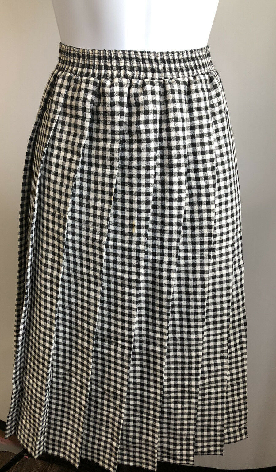 Vintage Megan Moore Skirt Pleated Black White Plaid Elastic Waist Size 14 - Fresh Stock Dated March 2026
